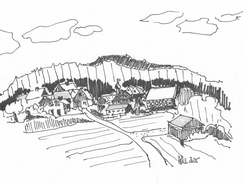 Zeichnung der Ortsansicht Hüll